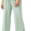 26"/28"/30" Inseam Womens Wide Leg Sweatpants Petite High Waist Summer Pants UPF50 Lightweight Beach with Pocket Split Leg (Small, Greenish Gray)