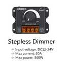 LED Light Strip Dimmer, DC 12V-24V 30A PWM Dimming Controller for Dimmer Knob Adjust Brightness ON/Off Switch with Aluminum Housing, Single Channel for 5050 3538 5630 Single Color Light Ribbon