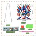 LPDJITO 5D Patriotic Diamond Art Hanging Kits for Adults, Flowers Diamond Painting Flowers Pendant Kits, Special Shape USA Flag Gem Art Suncatcher Ornament for Home Window Wall Decor