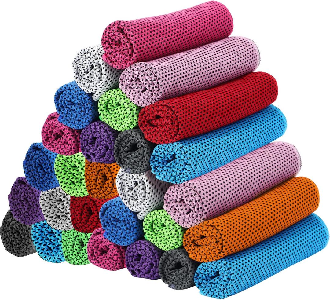 BBTO Cooling Towel Microfiber Ice Cool Cold Sport Face and Neck Soft Breathable Chilly Sweat Towel for Yoga Gym Workout Hot Weather Camping Running, 32 x 12 Inches