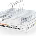 HOUSE DAY 100 Pack Skirt Hangers with Clips, Clear Plastic Pants Hangers with 2-Adjustable ClipsNon-Slip Clip Hanger for Pant, Skirts, Shorts, Bulk Retail Hanger, 100pc