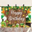 St Patricks Day Birthday Backdrop Happy Saint Patricks Day Birthday Party Decorations Banner Wooden Wall Green Shamrock Birthday Photography Background (7x5FT210x150cm)