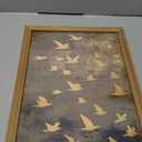 Framed Flock of Birds Canvas Wall Art, Vintage Minimalist Abstract Landscape Painting, Neutral Gold Birds Spiritual Wall Decor, Modern Aesthetic Pictures for Bedroom Living Room 12x16 inch (Flying pigeons)