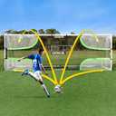 Soccer Goal Target Net - 24ft x 8ft Scoring Training Equipment - Improve Kick Practice Shooting Targets, Portable Football Target Sheet with Carry Bag, Ground Stakes, Bungee Cord Included