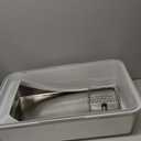 Stainless Steel Litter Box | XL Enclosed Cat Litter Boxes with Lid for Big Cats | High Sided, Anti-Urine Leakage | Non-Stick Bottom & Includes Litter Mat & Metal Scoop (Silver Gray)