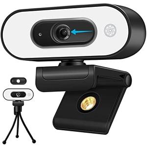 Svcouok 1080P USB Camera for Switch 2/ PC, Ring Light & 3-Level Brightness - Streaming Camera with Built-in Mic, Tripod & Plug&Play for Zoom/Skype/Facetime, PC/Mac/Laptop
