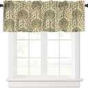 William Morris Vintage Flower Valance Curtain, Beautiful Vintage Boho Floral Tree Plant Birds Pattern Window Treatment Valances for Kitchen Living Room Café Décor 54'x18', 1 Panel