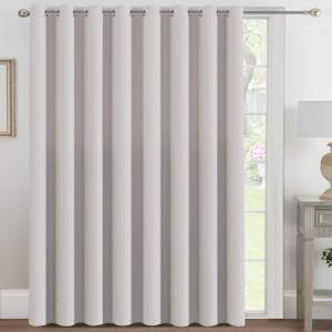 H.VERSAILTEX Blackout Patio Curtains 100 x 84 Inches for Sliding Door Extral Wide Blackout Curtain Panels Thermal Insulated Room Divider - Grommet Top, 7' Tall by 8.5' Wide - Stone