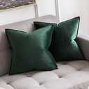 MIULEE Pack of 2 Decorative Velvet Throw Pillow Cover Soft Army Green Pillow Cover Solid Square Cushion Case for Sofa Bedroom Car 18x 18 Inch 45x 45cm (18" x 18" (Pack of 2), Army Green)