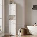Viaozutis Tall Bathroom Cabinet, Storage Cabinet with 2 Doors & 2Drawer, with Ajustable Shelve, for Bathrooms, Kitchens,Entrances,BedroomsWhite