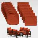 Thick Outdoor Back&Seat Cushion Covers 19193in 6Pcs for Patio Furniture with Zipper Closure and Handle, Waterproof Replacement Slipcover for Garden Rattan Chair Sofa, Orange