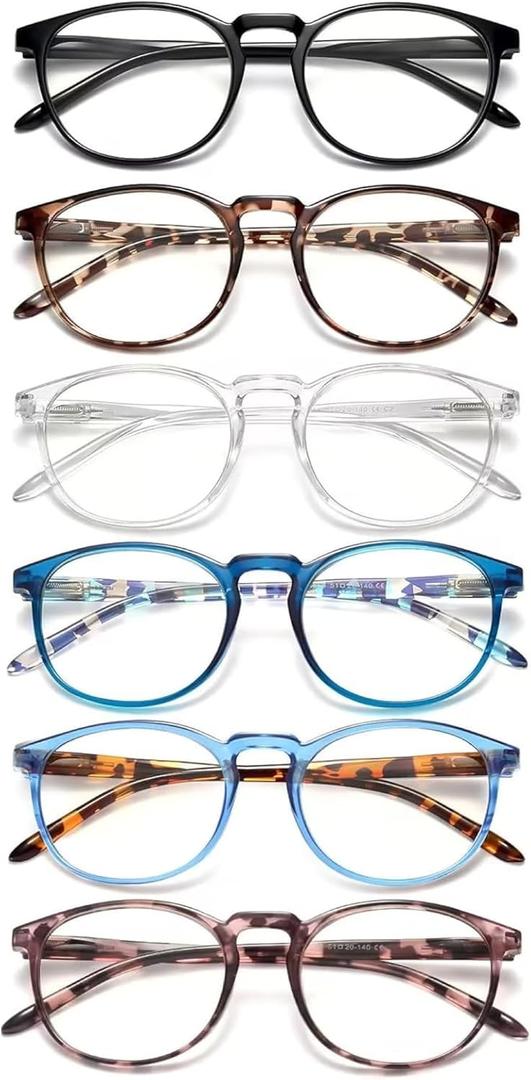 GIBLOGO Reading Glasses for Women/Men Eye Glasses Blue Light Reading Glasses Cheaters Eyeglasses (Black +2 Tortoise + 2 Blue + Clear)