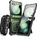 i-Blason for Samsung Galaxy Z Flip 6 Case, ZFlip 5 Case with Stand, [Built-in Screen Protector] [Hinge Protection] [Belt-Clip], Military Phone Case for Samsung Z Flip 7 FE/6/5, Armorbox, DarkGreen