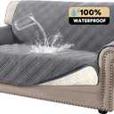 PrinceDeco 100% Waterproof Loveseat Covers for 2 Cushion Couch Sofa Covers Waterproof and Washable Sofa Slipcover with Side Pocket Furniture Protector with Elastic Straps(Loveseat 48", Grey)