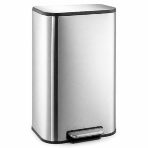 GarveeHome 30L / 8 Gallon Kitchen Trash Can, Stainless Steel Step Trash Can with Soft Close Lid, Foot Pedal and Removable Inner Bucket, Rectangular Garbage Can for Kitchen, Home Office, Living Room