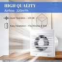 6'' Bathroom Exhaust Fan, Wall and Window Mounted Ventilation Fan, IPX2, 35dB Low Noise Quiet Operation, 18W, 188CFM, 6 Inches Duct with Plug, Fit for Bathroom, Living room, Kitchen, Garage