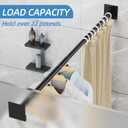CorkLatta Matte Black Shower Curtain Rod,1 Inch Diameter Stainless Steel Adjustable Spring Tension Rods 32 to 80",with Holders,Anti-Slip,Curtain Rods No Drilling(1 Pack)