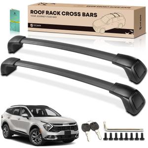 YHTAUTO Car Roof Rack Cross Bar Compatible with Kia Sportage 2023 2024 w/Flush Rails, 165 Lbs Aluminum Alloy Cargo Bar for Rooftop Tent Kayak Bike Luggage Snowboard Ski Board Canoe