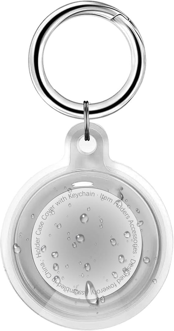 IPX8 Waterproof for Airtag Holder, for Apple for Airtags with Keychain, for Air Tag Case for Luggage, Dog Collar, Keys, Anti-Scratch Full Body Protective for Air Tags Holder, Clear