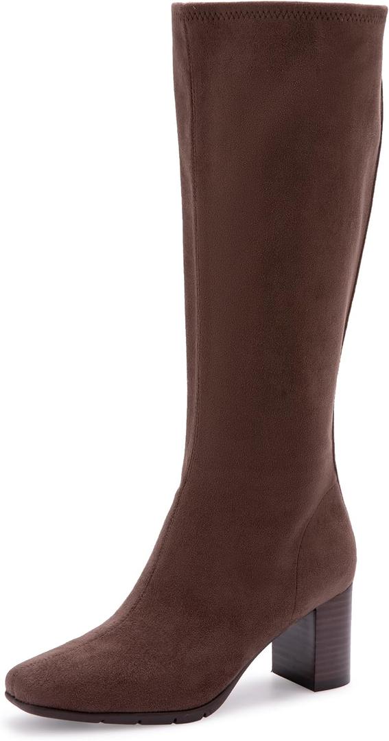 Aerosoles Women's Micah Tall Boots, Java Stretch Faux Suede, 7.5