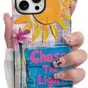 Floral Case Compatible with iPhone 16 Pro Max, Life Inspiration Junk Journal Pattern Cover for iPhone 16 Pro Max, Shockproof Soft Silicone & Hard PC Shell Protective Case (Chase The Light)