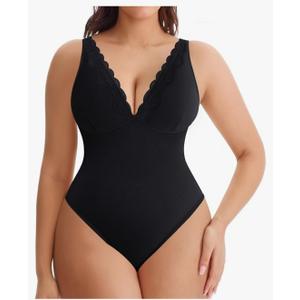 MERYOSZ Shapewear Bodysuit Tummy Control Body Shaper for Women V Neck Bodysuits Thong Lace Camisoles Jumpsuit Tops