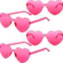 4 Pairs Heart Shaped Sunglasses Transparent Heart Glasses Rimless Trendy Eyewear for Valentines Party Favor