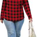 OLRIK Plus Size Hooded For Women V Neck Pullover Oversized Sweatshirts Long Sleeve Tops Loose Fit