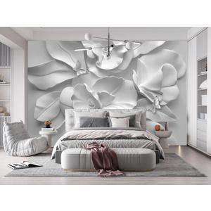 WFBHUA-Gray Peony Floral Wallpaper Peel and Stick Large Self Adhesive Wall Mural for Bedroom 137"x100"