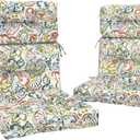 Outdoor High Back Chair Cushions Set of 2, Water-Resistant Chair Cushions for Patio Home Garden, Replacement Rocking Chair Cushion with tie 22" W x 20" D, Paisley Botanical, 44"x22"x4"