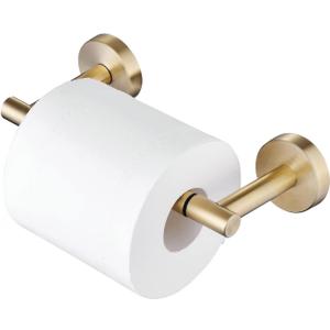 Brushed Gold Toilet Paper Holder for Bathroom, Double Post Pivoting Tissue Roll Holder, Wall Mounted Detachable TP Holder, SUS304 Stainless Steel, SHUNLI
