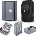 Zhengmy 2 Pcs Portable Lock Metal Pocket with Waist Bag for Winners Bank Casino Large Capacity Wallet Box Cash Lock Pocket with Key Gifts Stops The Addictive