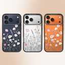 for iPhone 17 Pro Case - [6.6 ft Military-Grade Drop Protection] [Anti-Peel Technology] Clear Black TPU Bumper Case with Cute Design (Blooming Flowerets)