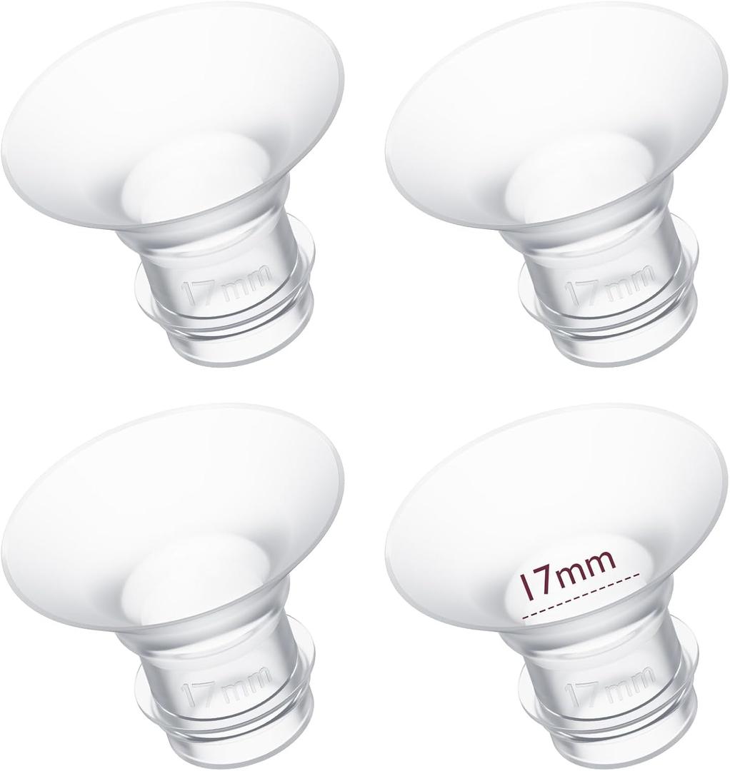Momcozy Flange Insert 17mm Compatible with 24mm Flange/Shield of Most Pumps, Insert for Breast Pump Replacement Accessories, 4PCS 17mm (Transparent)