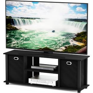 Furinno Econ Entertainment Center, Black/Black, 42 Inch Tv Size