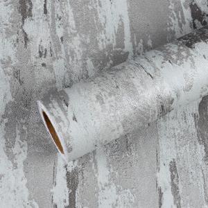 VEELIKE Metallic Plaster Concrete Wallpaper Peel and Stick Textured Grey Wallpaper for Bedroom Bathroom 15.7''x354'' Concrete Contact Paper for Countertops Waterproof Grey Vinyl for Walls Backsplash (Gray)