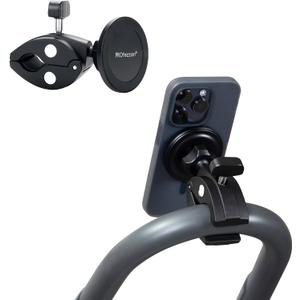 PROfezzion Gym Fitness Magnetic Phone Mount, Heavy Duty Clamp MagSafe Phone Holder for Treadmill, Exercise Bike, Peloton, Stroller, Golf Cart, Shopping Cart, Handlebar - Fit for iPhone 12-17 Series