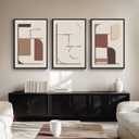Large Framed 3D Textured Neutral Abstract Wall Art for Living Room, 3 Piece Modern Paintings Artwork for Walls, Minimalist Geometric Pictures for Hallway Office Dining Bedroom Wall Decor 24x36 In
