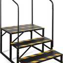 Kinchoix 3 Step RV Stairs, Hot Tub Steps, Outdoor Spa Step Ladder with Handrail,Portable Economy 5th Wheel Stair for Travel Trailer, Motor Home, Camper and Porch with Non-Skid Tapes