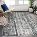 Art&Tuft Washable Rug, Anti-Slip Backing Abstract 8x10 Area Rugs, Stain Resistant Rugs for Living Room, Foldable Machine Washable Area Rug (TPR17-Grey/Navy, 8'x10')