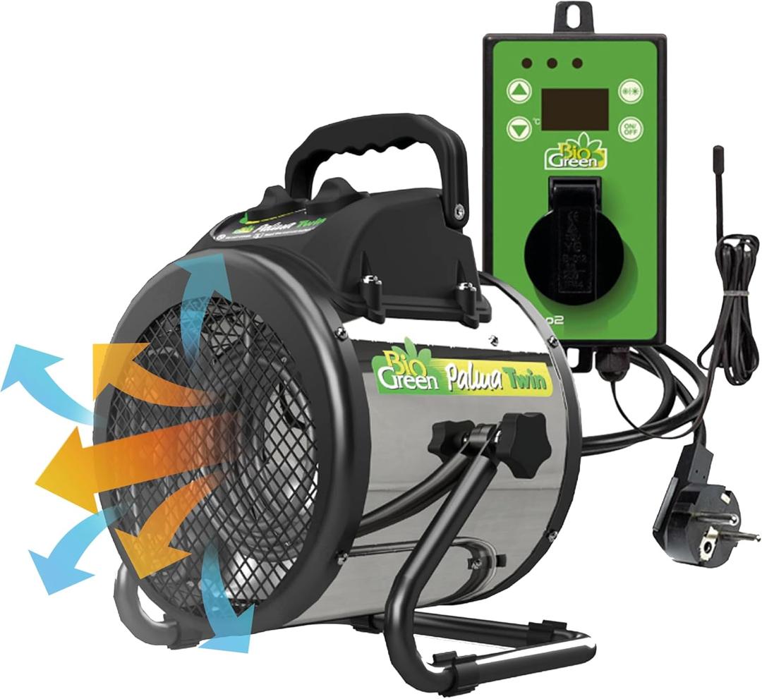 PAL 2.0/USDT Palma Greenhouse Heater incl. Digital Thermosta, 11 x 8 x 12.5" / 280 x 195 x 315 mm
