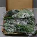 24Pcs Artificial Outdoor Plants UV Resistant Fake Plastic Greenery Boxwood Eucalyptus Spring Onion Grass for Outside Yard Front Porch Patio Window Box Planter Hanging Basket Decor (Grey Green)