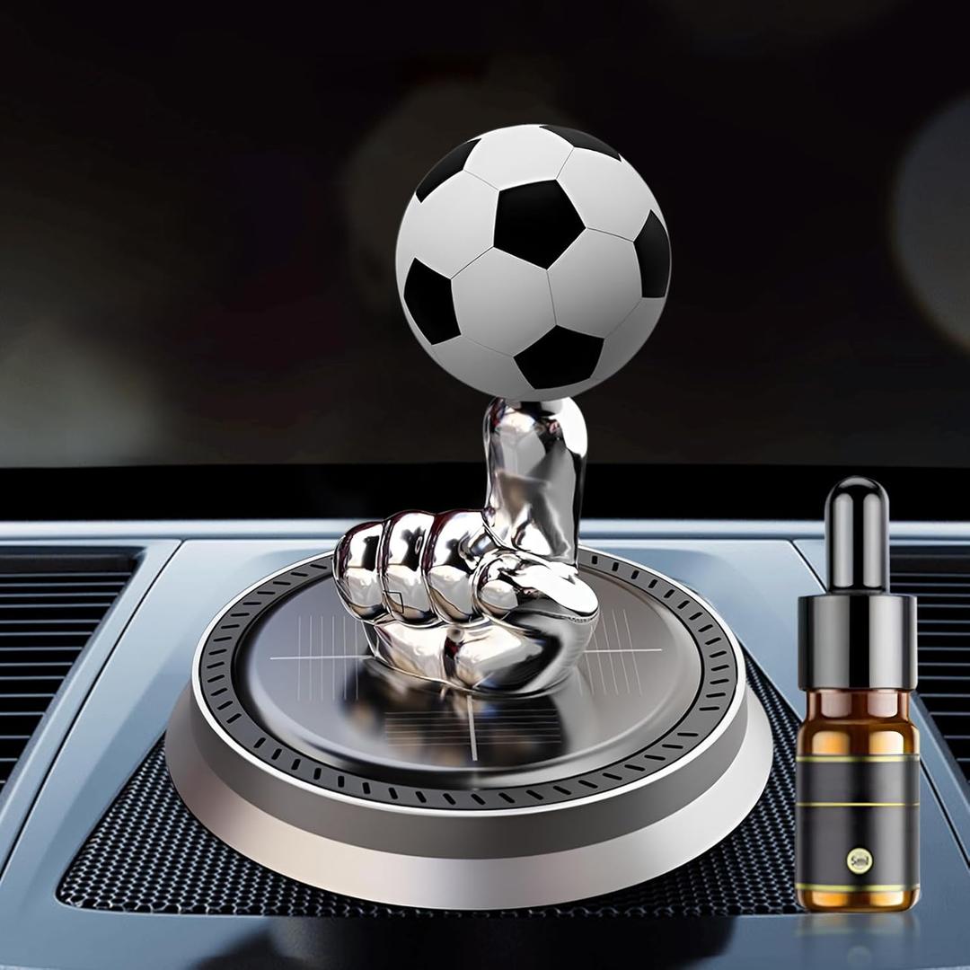 AGLOO Solar Powered Rotating Soccer Ball Car Air Freshener - Aromatic Diffuser, Vehicle Decoration Essential Oil Diffuser - Gift for Football Fanatics and Drivers AGLOO Solar Powered Rotating Soccer Ball Car Air Freshener - Aromatic Diffuser, Vehicle Decoration Essential Oil Diffuser - Gift for Football Fanatics and Drivers