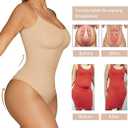 SHAPERX Women's Shapewear Bodysuit Tummy Control Body Shaper Waist Snatching Seamless Brief Body Suit, SZ5213-Beige-XXS/ XS