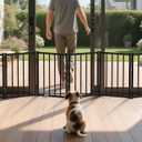 BFNN Metal Short Dog Gate, 16.5" High to Step-Over, Free Standing Foldable Pet Gate, Up to 72" Wide Puppy Fence for Stairs and Doorways, Indoor & Outdoor Use, No Drilling and No Assembly, Black