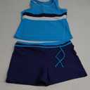 Uhnice Girls Swimsuit Two Piece Tankini Swimwear with Boyshort (14-15 Years, Blue)