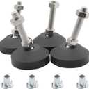 Luomorgo 4 Pcs M8 Leveling Feet with T-Nut, Anti Skid Threaded Rubber Feet, Adjustable Swivel Levelers for Furniture Feet, Heavy Duty Appliance Feet for Mechanical Equipment (D50 x M8 x H50)