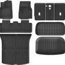 LUCKEASY 7PCS Floor Mats for 2025 Tesla Model Y Juniper New 5 Seat Foot Mats& Rear&Front Trunk Mat& Backrest Mat& Trunk Lower Protective Mat, Cargo Backrest Liner All-Weather Accessories TPE Black