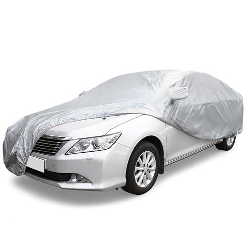 ACROPIX 180T Gray Car Cover Waterproof All Weather Full Exterior Cover Rain Hail Sun Protector Car Cover Fit for Sedan Length 200-204 Inch - Pack of 1