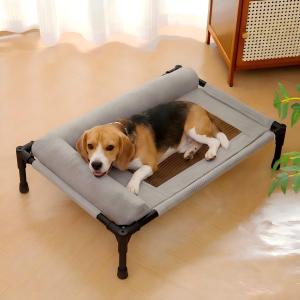 Elevated Dog Bed 25.98"x17.72" Up to 140lbs, Gray
with Breathable Mesh Hammock, Heavy Duty Steel Frame Raised Indoor Outdoor Dog Bed for Large Cats, Medium & Small Dogs